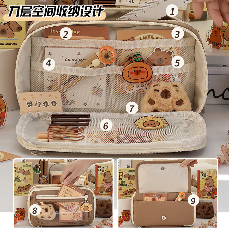 New ins stationery bag for junior high school storage pencil case, large capacity, simple and transparent Korean-style pencil case, high appearance level, multiple layers Application Scenario