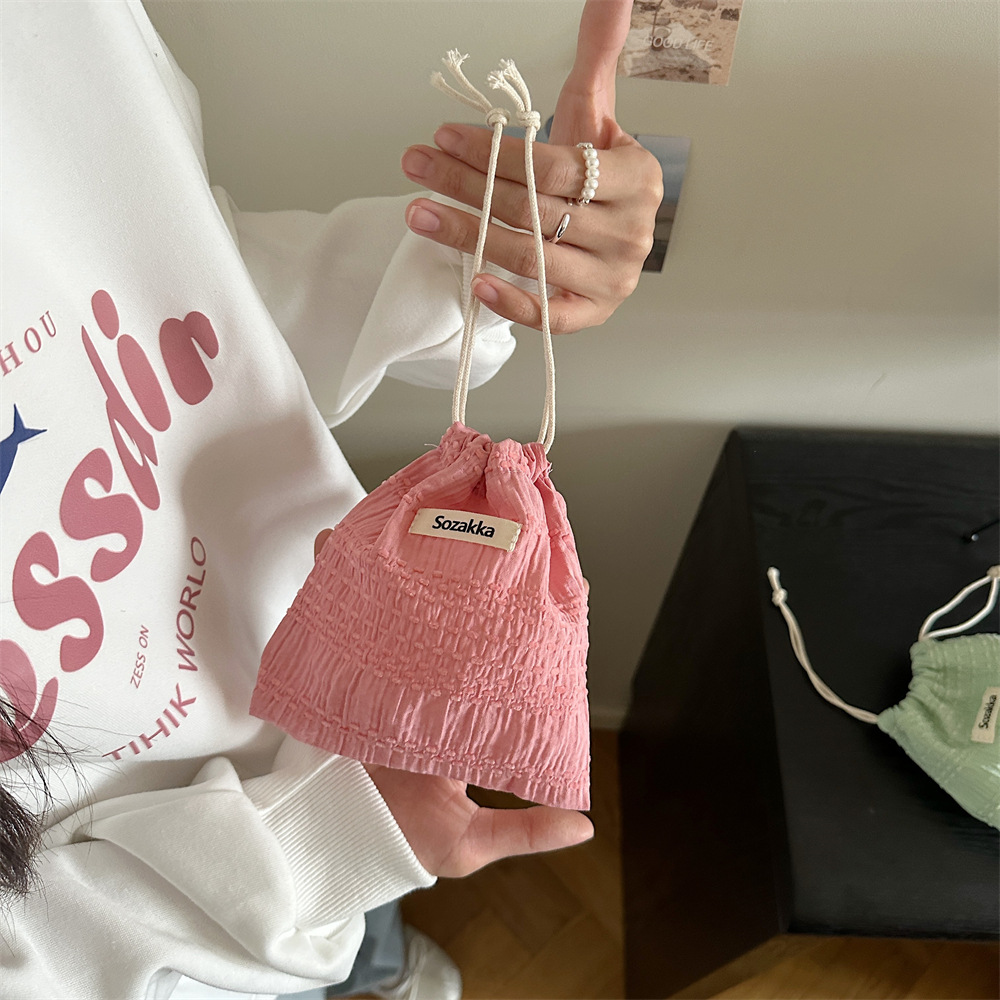 43222 Cute drawstring storage bag, summer fresh Little cloth bag, Miscellaneous opening, red envelope, loose change, travel sorting bag Application Scenario