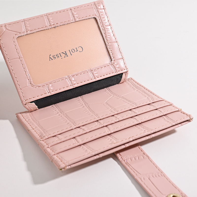 The new multi-slot mini coin purse, made of pu leather with stone texture, is a small, exquisite and ultra-thin card holder in an ins style details Picture