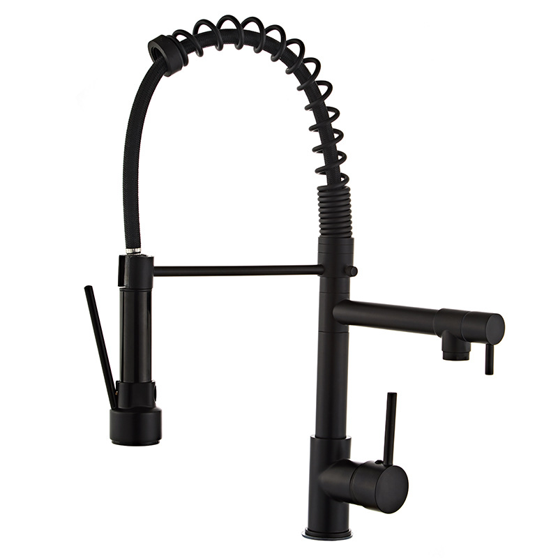 Factory direct sales of cross-border kitchen pull-out stainless steel spring hot and cold water faucets, dishwashing plates, sinks, mixing valve faucets Item Picture