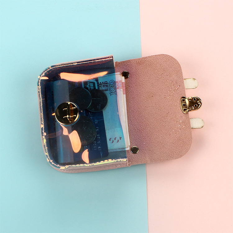 Wallet Girl 2024 New Korean style trendy student, fresh and cute lady, small wallet, clutch, laser coin purse Specification drawing