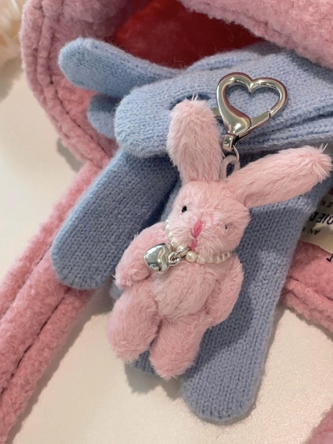 Cute girl, cute little rabbit pendant, plush doll, pearl heart pendant, doll bag, hanging accessory, keychain Application Scenario