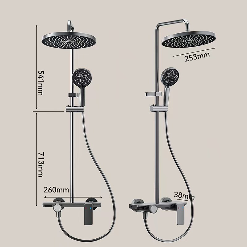 Household shower head set, round top spray gun, grey shower head for home and hotel projects, wholesale available, factory direct sales details Picture