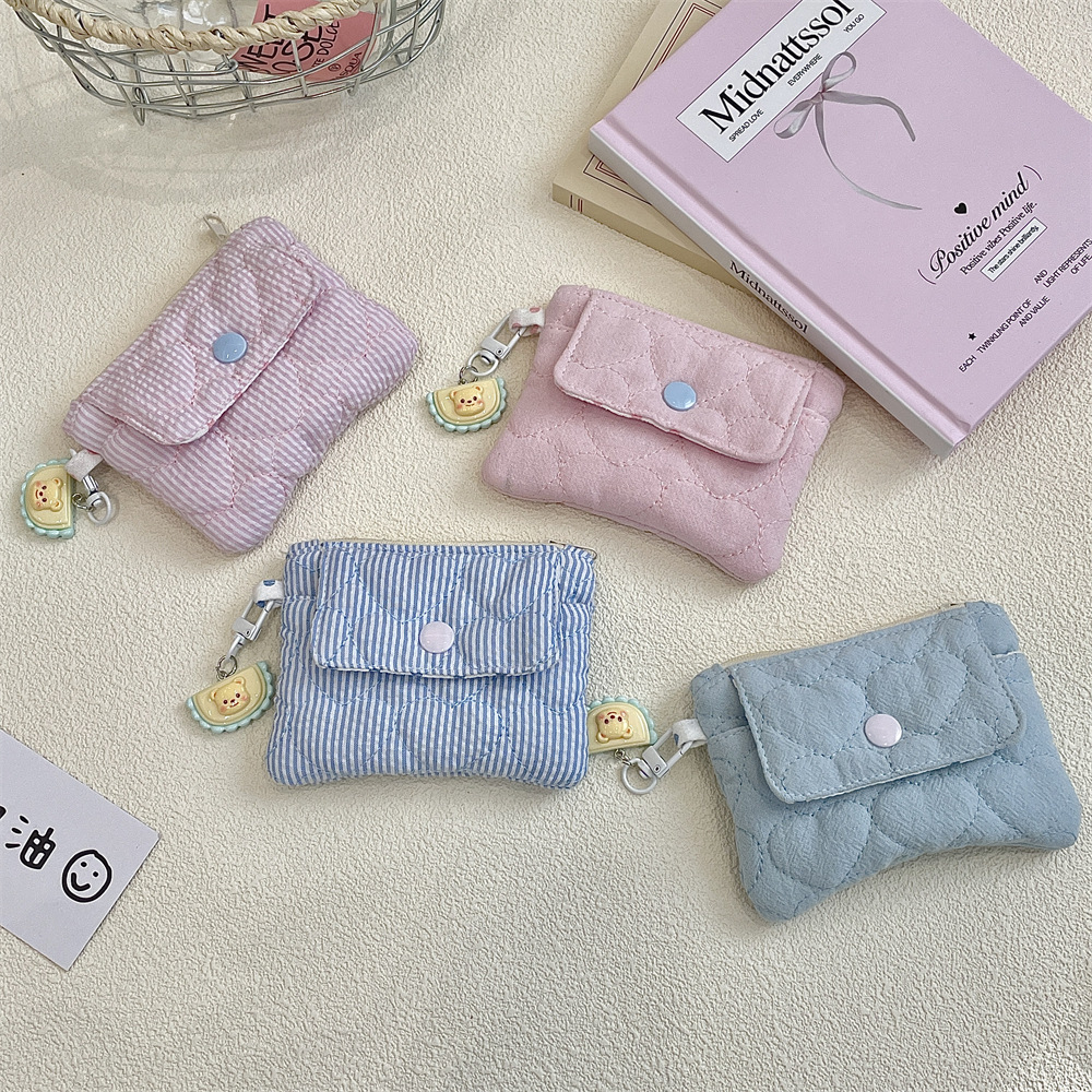 52141 Cute and compact card case, coin purse, snap-on zipper storage bag, multi-functional organizing bag, ID card case full figure