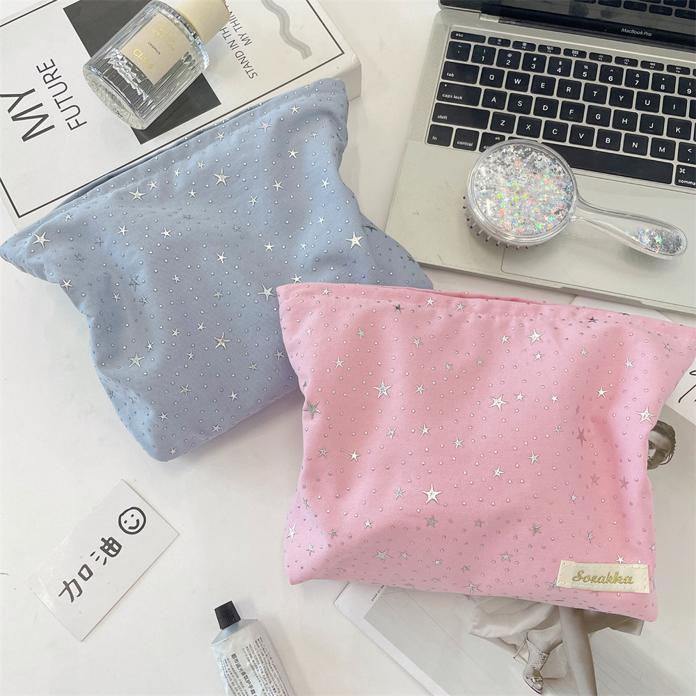 5621 Star Sequin Makeup Bag, large capacity storage bag, travel care products, bag opening red storage details Picture