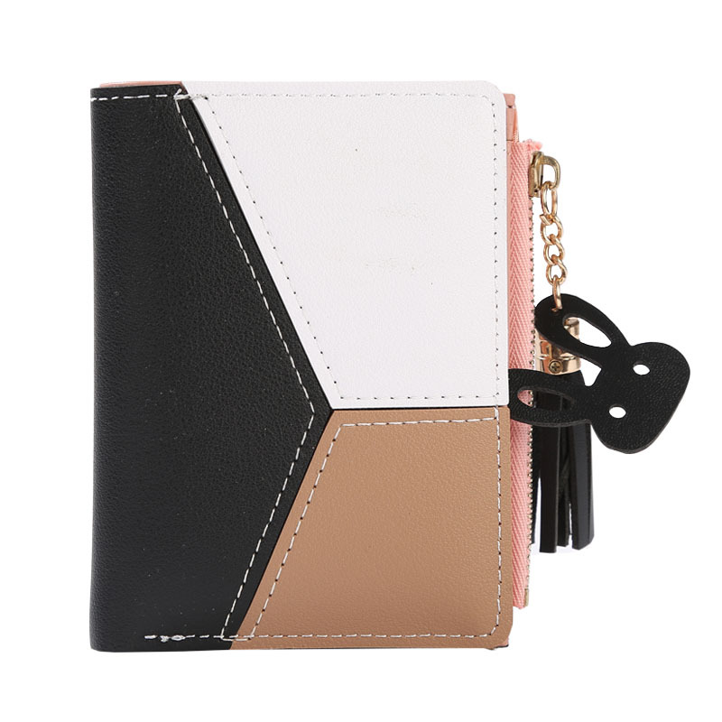 Korean version 2019 new PU short three-color contrasting leather coin purse wallet women Item Picture