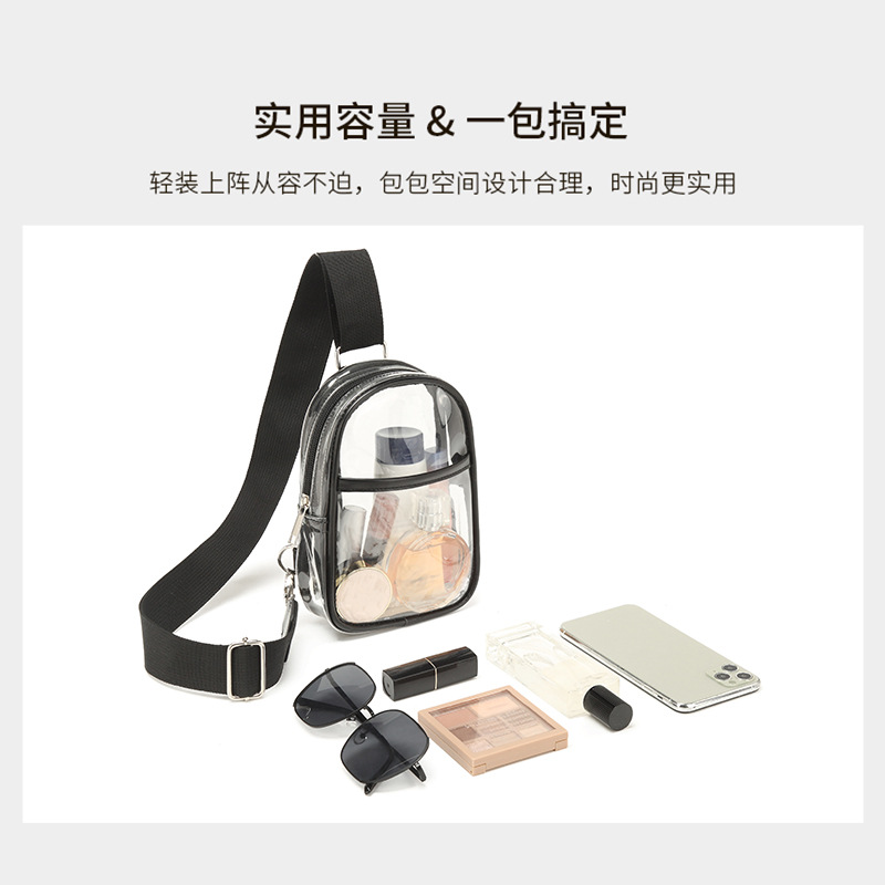 New cross-border pvc single-shoulder bag, transparent crossbody bag, fashionable Korean style men's and women's small chest bag, waterproof sports hanging bag Application Scenario