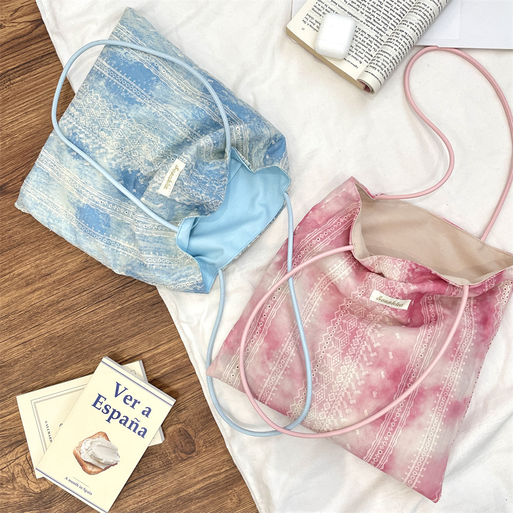 53141 tie-dyed lace bag design Vacation style single-shoulder bag for students and girls shopping bag with large capacity, trendy Application Scenario