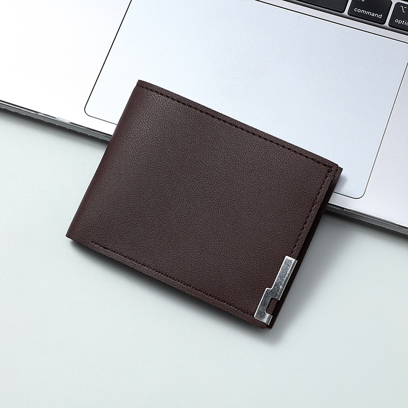 New men's wallet: Short men's multi-slot fashionable and casual wallet, thin men's youth 20% off horizontal soft leather wallet details Picture