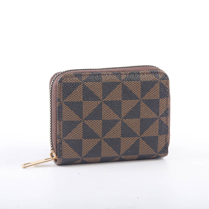 A short Korean version of a lady's wallet with old PU patterns, multiple slots, charming and small zipper wallet LOGO Item Picture