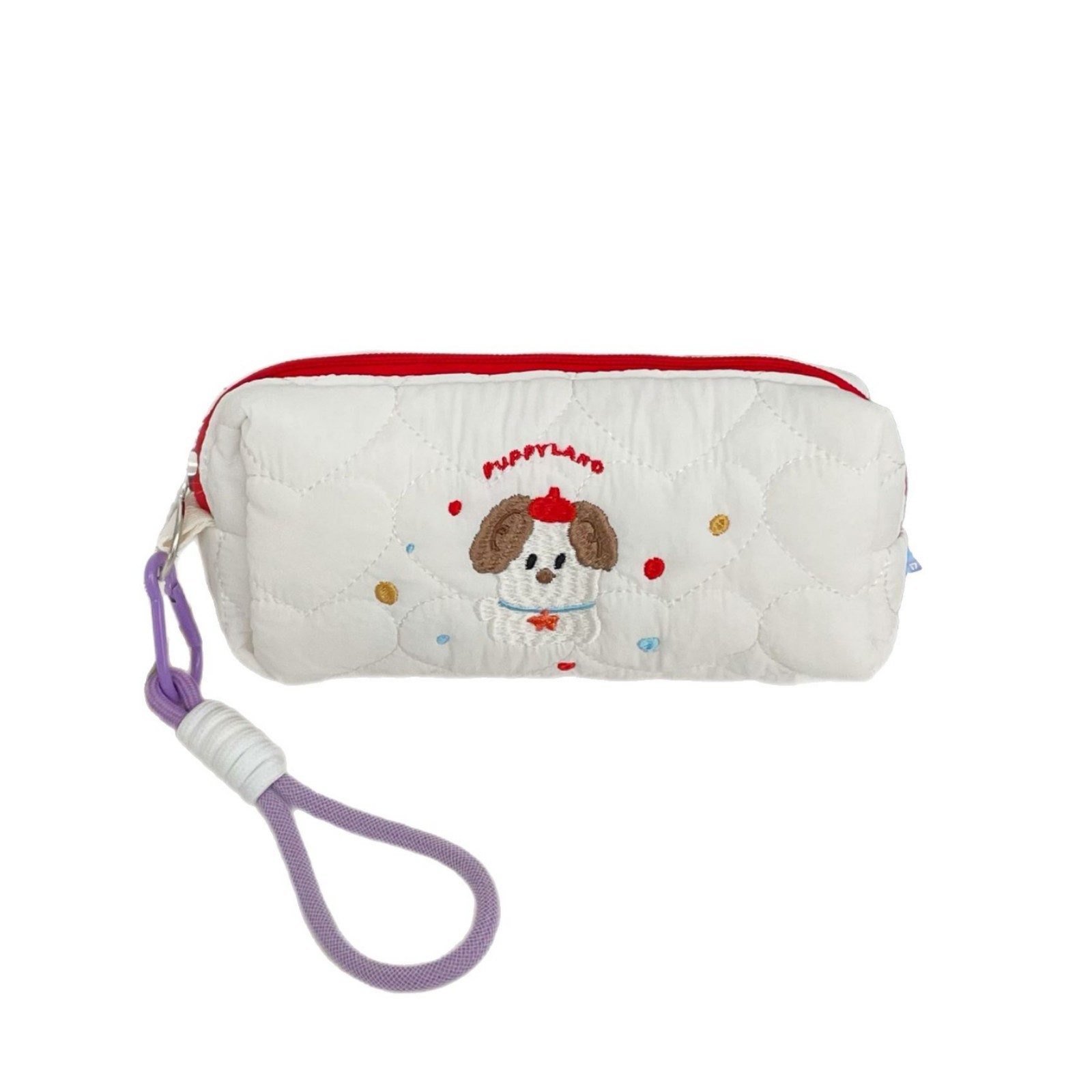 Cartoon embroidered puppy pen case, in an ins style with a high-end feel, large-capacity stationery box and miscellaneous storage bag for middle and high school students Item Picture