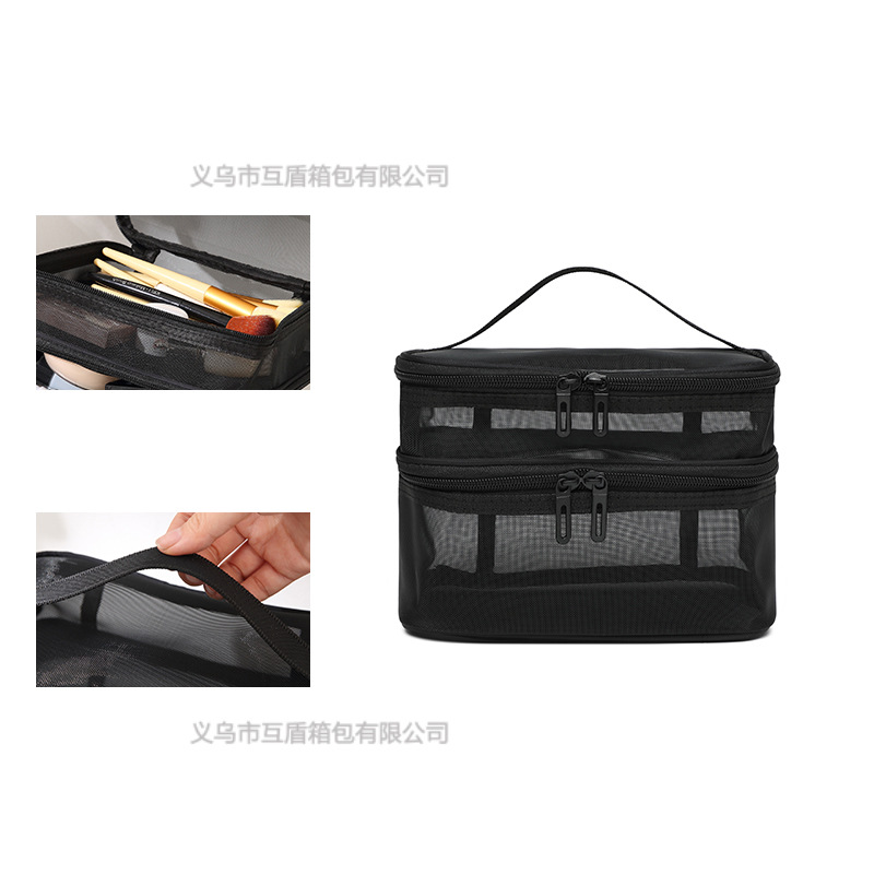 Cross-border wholesale double-layer large-capacity mesh bags, toiletry bags, business trip toiletry bags, storage bags, travel mesh bags, makeup bags Application Scenario