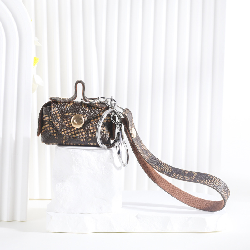 Monogram pendant, key card case, cute mini leather bag, coin purse, earphone case, storage bag, key case, for women details Picture