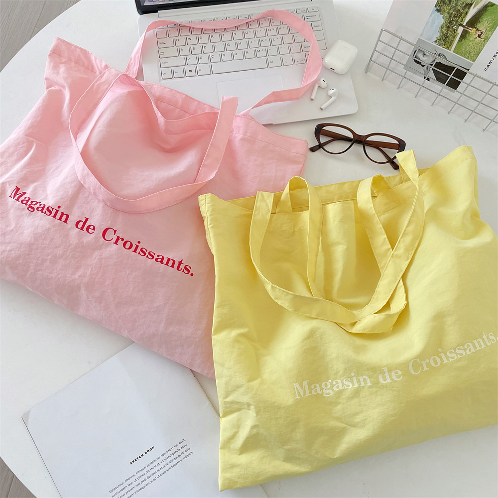 56181 large-capacity canvas tote bag for girls, single-shoulder bag for students' classes, printed fabric bag, simple schoolbag full figure