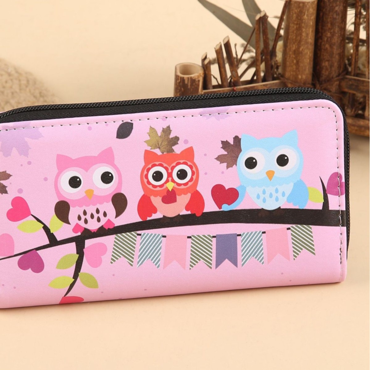New cartoon pattern wallet for women, long clutch bag, double-zipper, large capacity coin purse, multi-purpose mobile phone case Specification drawing