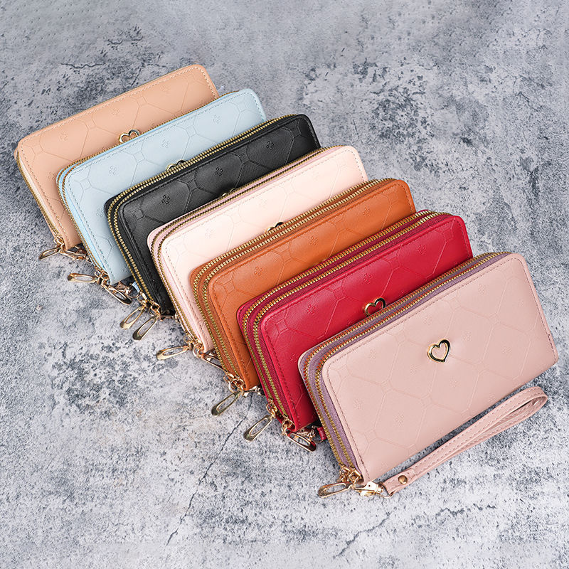 New personalized wallet for girls, long double-zipper wallet, light luxury Japanese and Korean fashion, large capacity clutch, 20% off Specification drawing