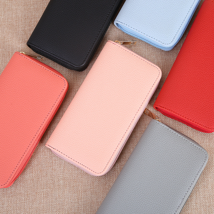 Ladies' long solid-color wallet, new fashionable mobile phone bag, large-capacity loose change, zipper clutch wholesale Application Scenario