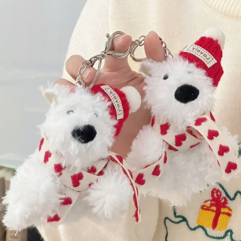 Mini West Highland Pendant 2024 New Cute plush Toy Dog Keychain figurine Pendant, schoolbag pendant full figure