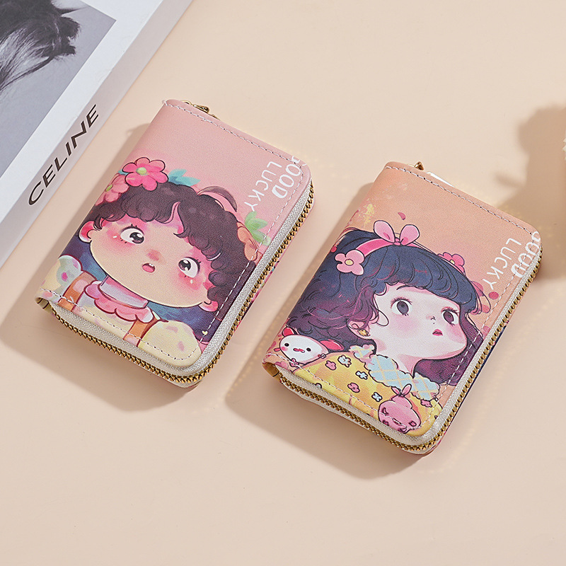 New cartoon organ card case for ladies, cute short and fashionable card holder, large-capacity multi-card slot bank card storage bag full figure