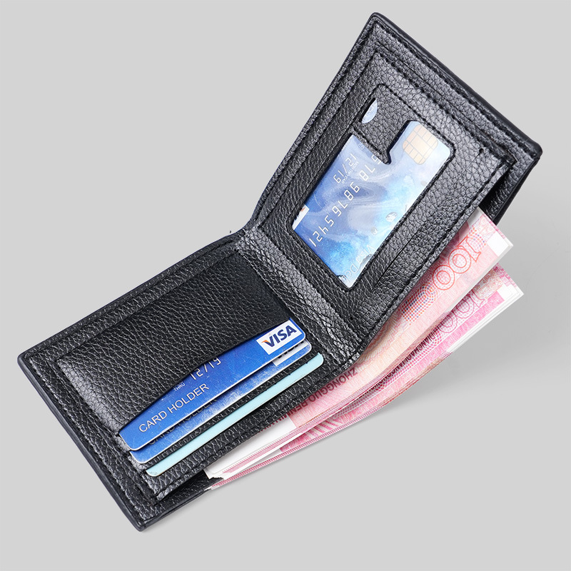 New men's wallet, short men's wallet, young and fashionable, diamond-patterned, multi-slot, large-capacity coin purse, soft leather wallet details Picture