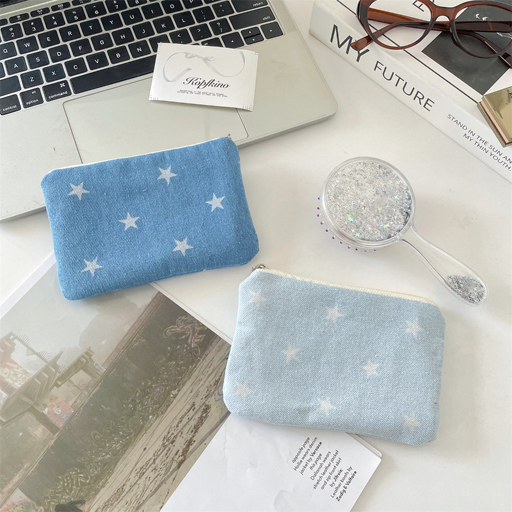 5674 Cowboy Star print coin purse, Travel lipstick, makeup bag, storage bag, key, student wallet details Picture