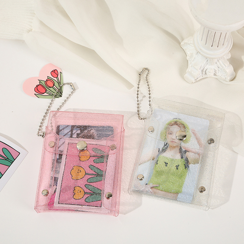 Creative and cute girl transparent card case, ins student coin purse, card holder, keychain, meal card, bus card holder Specification drawing