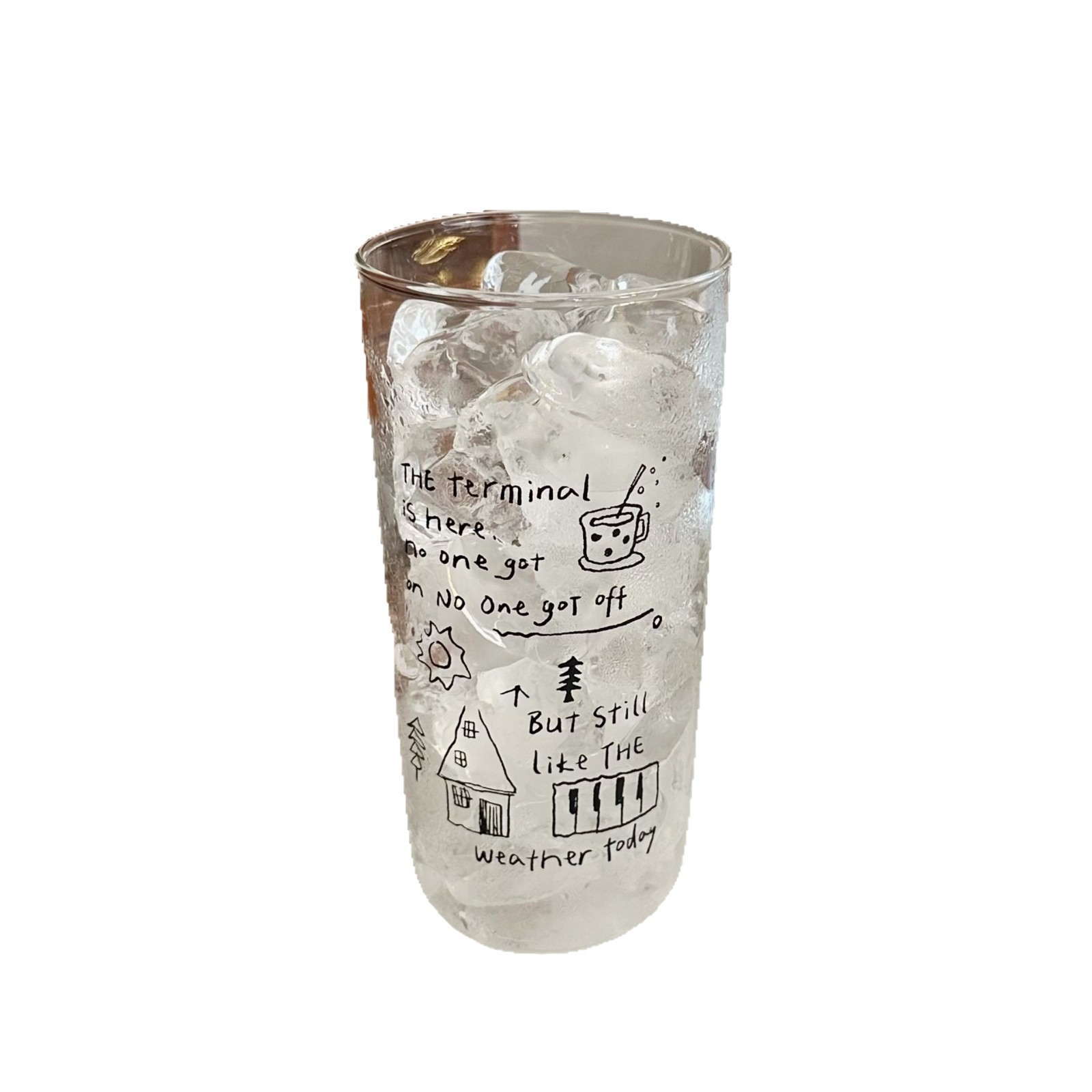 Retro-style simple line graffiti high borosilicate glass cup, high-temperature resistant large-capacity office coffee cup, breakfast cup Item Picture