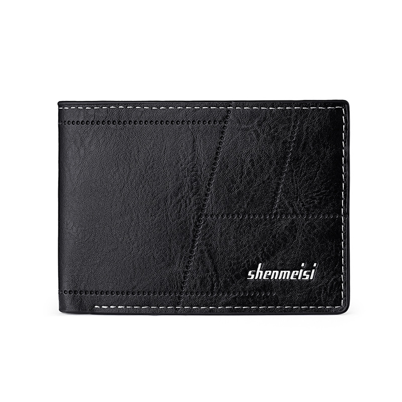 Men's business card holder, cross-border short wallet, retro patterned thin multi-slot wallet, US dollar bag Item Picture