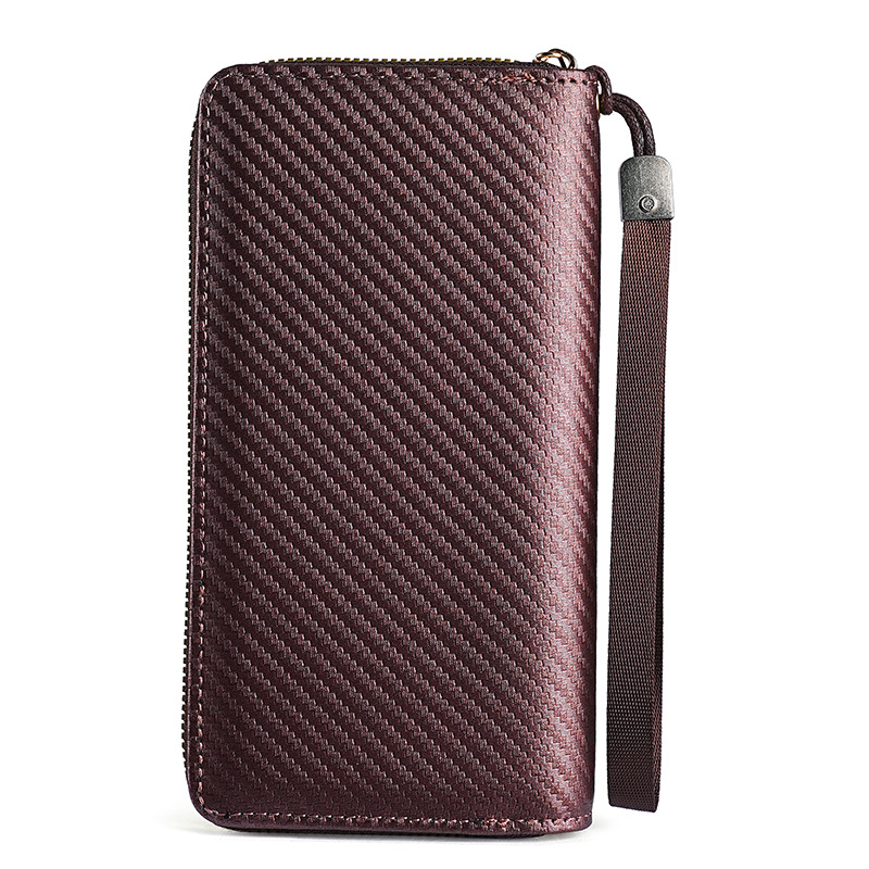 The new cross-border men's wallet, Wallet, features multiple slots for casual use with carbon fiber patterns and a large-capacity hand-held coin purse Item Picture