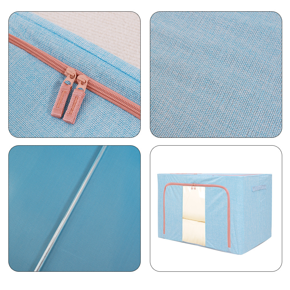 Upgraded mesh window cotton and linen storage box, foldable single-window transparent steel frame box, quilt and clothing sorting box in stock details Picture