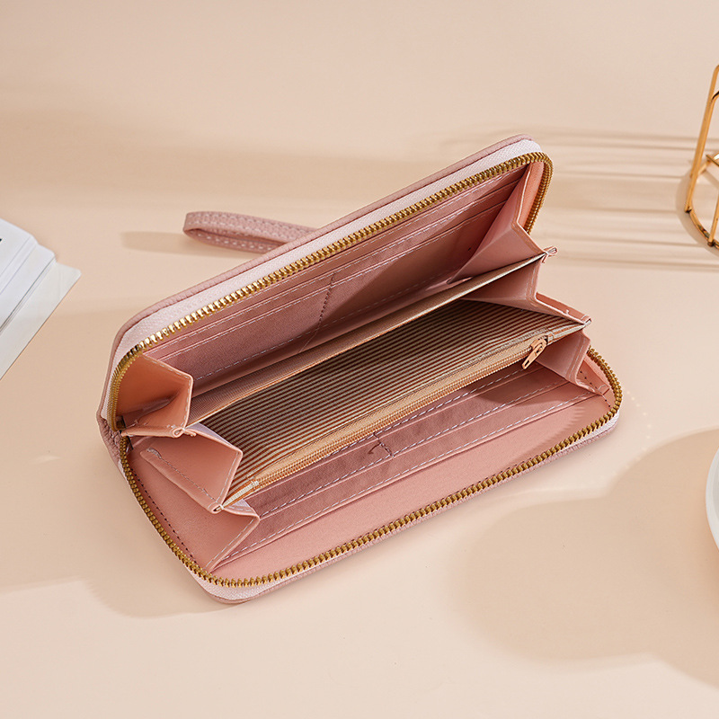 New lychee patterned long wallet for women, wrist clutch, large-capacity women's wallet, mobile phone case, Wallet details Picture