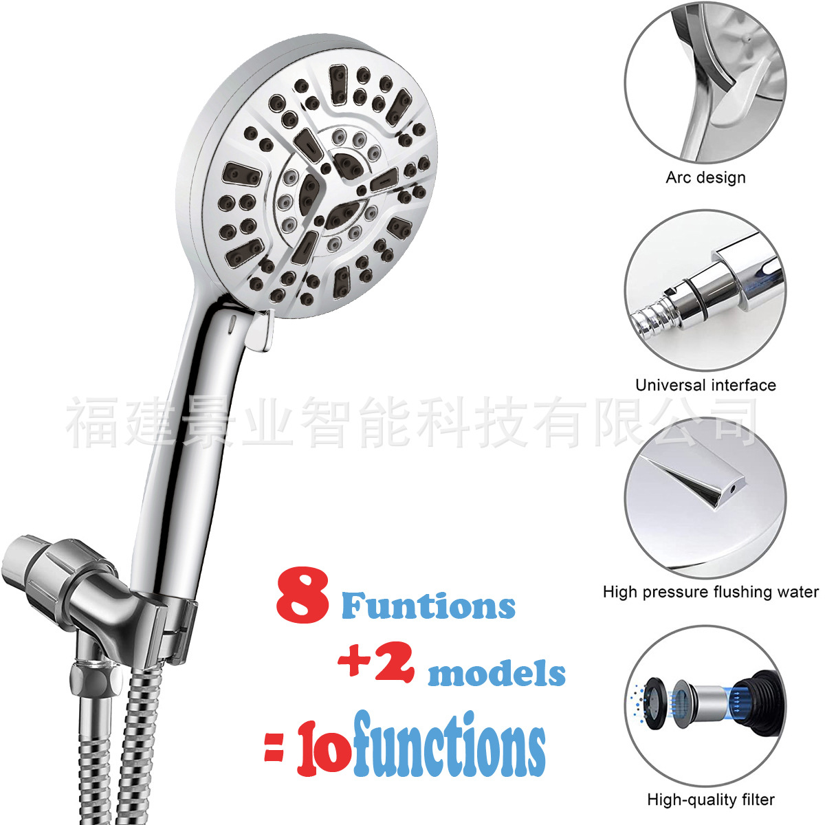 Cross-border American 10-function showerhead, pressurized handheld showerhead, 8+2 function spray gun water shower showerhead set Application Scenario