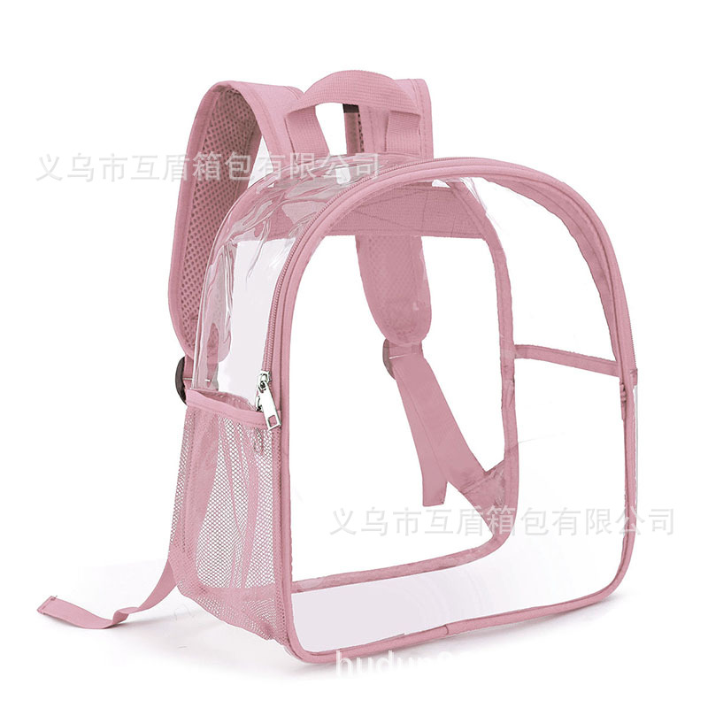 The student transparent, dirt-proof and waterproof pvc see-through backpack is suitable for school sports work, stadiums and safe travel Item Picture