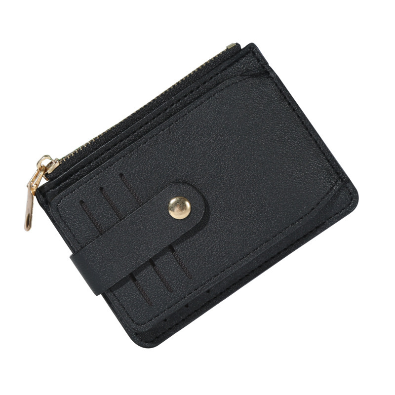 2024 New women's short wallet, PU leather zipper, niche design, women's multi-slot wallet, solid color card bag batch Item Picture