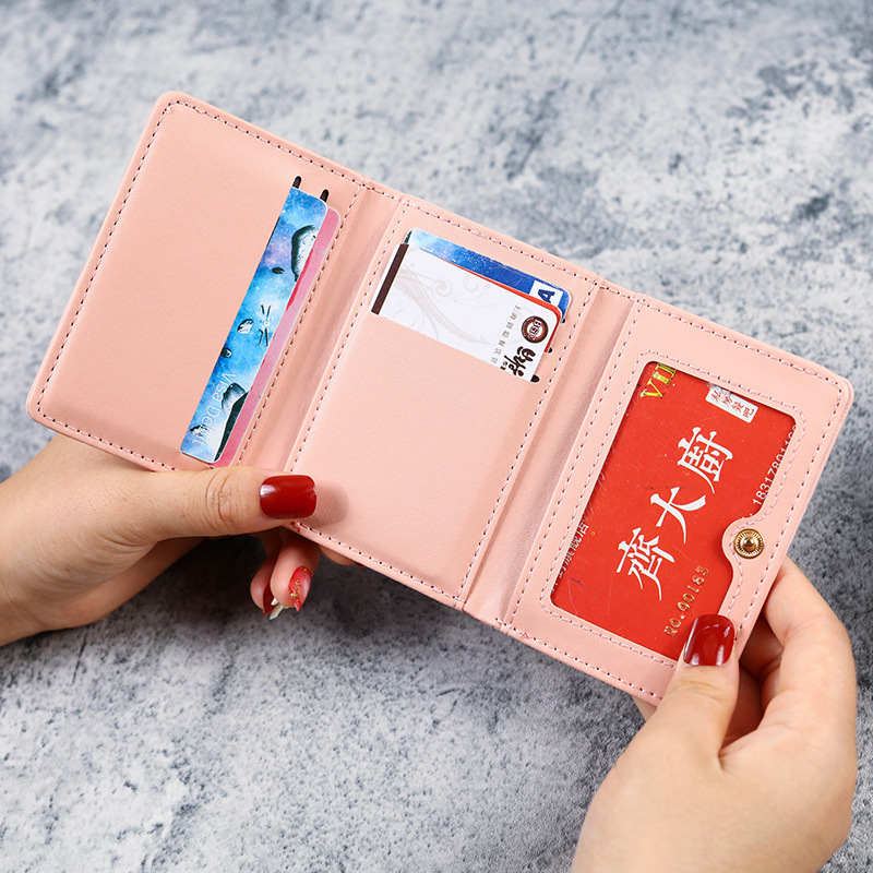 Korean version small wallet, 30% off for women, short printed, cute and simple, student multi-slot coin purse, cartoon women's wallet Specification drawing