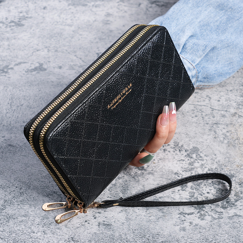 2023 New large-capacity wallet, long student clutch for women, double zipper, Korean version of women's key phone case full figure