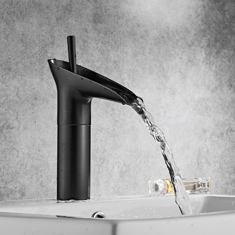 All-copper wine glass faucet, retro European style antique cold and hot washbasin, countertop basin, waterfall faucet, bathroom cold and hot faucet Specification drawing