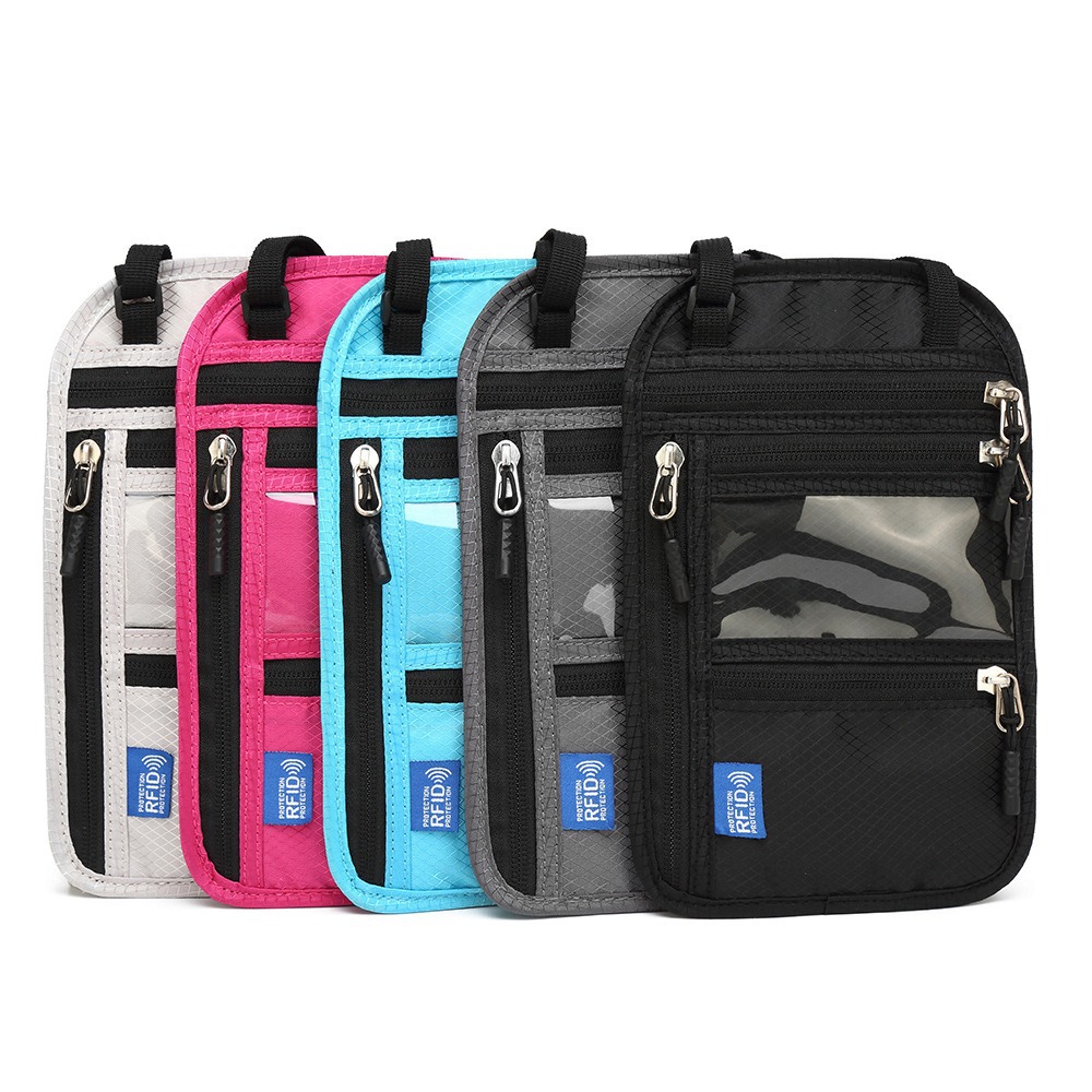 Factory direct sales of multi-functional overseas travel document bags, RFID neck passport bags, passport holders and document protection cases full figure
