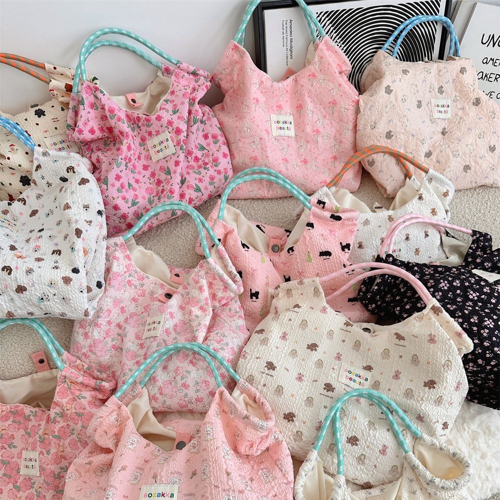 44181 Cartoon embossed Little Rabbit Handbag, women's handbag, shoulder canvas bag, commuting bag for work, shopping bag for shopping full figure