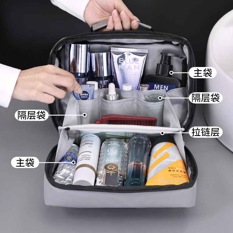 Large-capacity high-end makeup bag, travel toiletry bag, men's large-capacity dry-wet separation travel portable storage bag details Picture