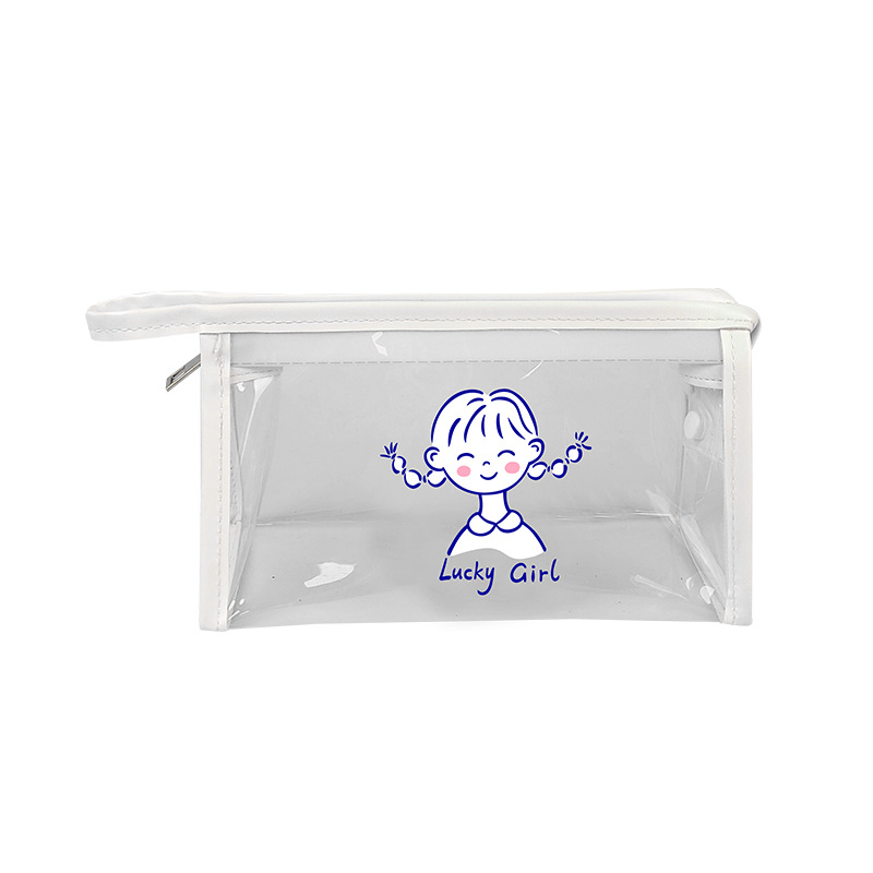 Transparent PVC cosmetic bag, women's ins waterproof storage bag, girlish portable travel storage bag, portable toiletry bag, pen case Item Picture