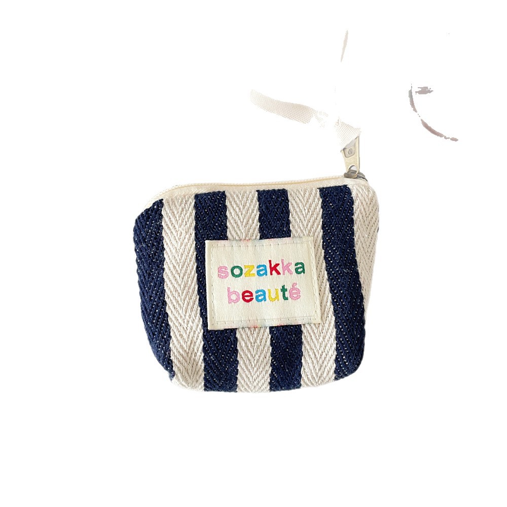 311202 Vertical stripe color-blocking makeup bag, lipstick cushion storage bag, Portable mini lipstick bag, small coin purse Item Picture