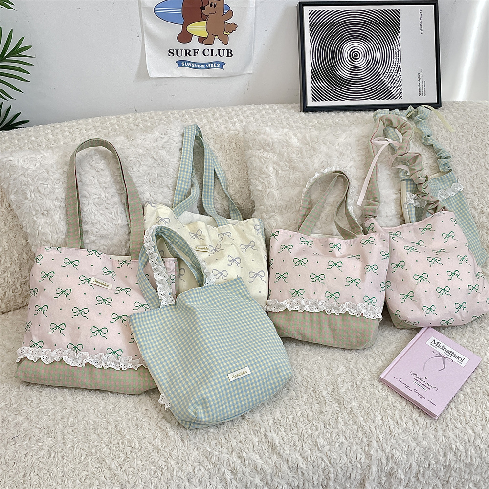 5311 Gentle Style Lace crossbody Bag for Spring and Summer commuting, Double-sided single-shoulder bag, Women's Shopping Canvas hand-held bento bag Specification drawing