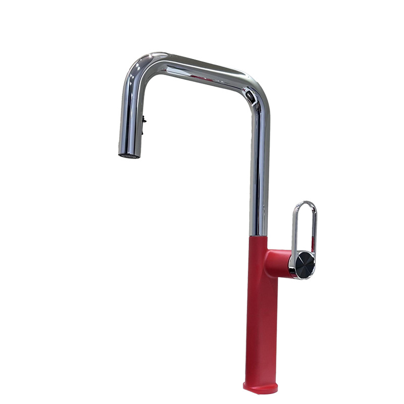 Innovative U-shaped pull-out zinc alloy faucet, cold and hot household sink faucet, kitchen pull-out faucet Item Picture