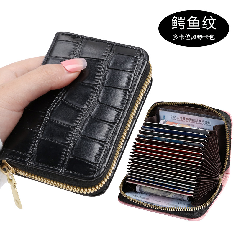 New mini Korean version of the card case for women, featuring crocodile pattern, multi-functional anti-demagnetization and multi-position driver's license, retro bank card case Item Picture