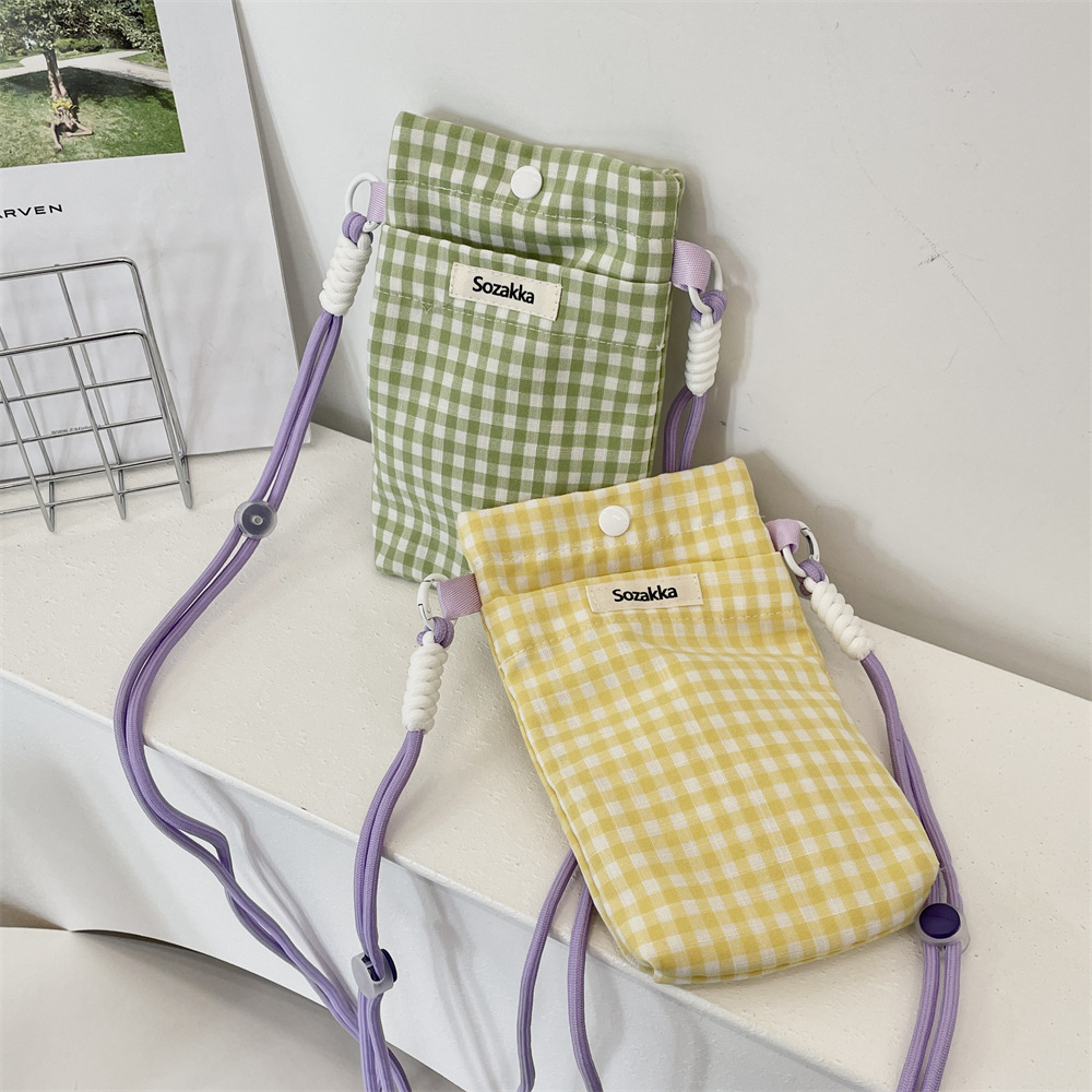 54113 checkered style mobile phone case, miscellaneous storage bag, walking key, loose change card bag, hand-held small cloth bag mobile phone case Specification drawing