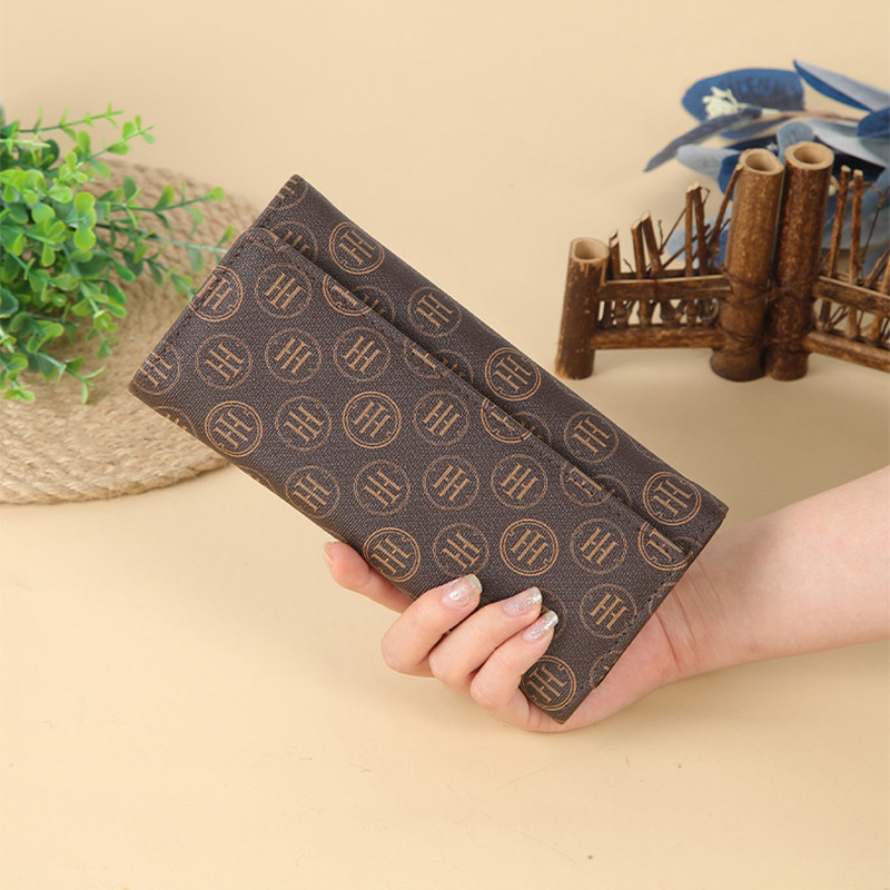 A Korean-style mid-length clutch bag with multiple compartments for ladies, a personalized and trendy large-capacity zipper handbag Specification drawing