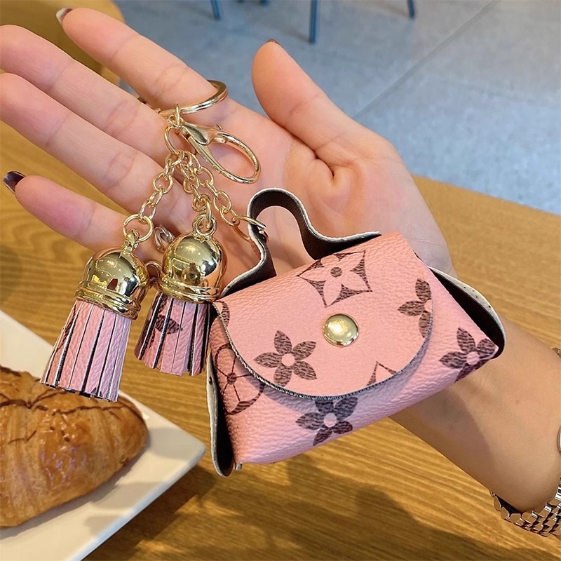 Cute mini leather bag, coin purse, earphone case, storage bag, monogram pendant, key card case, key case for women Specification drawing
