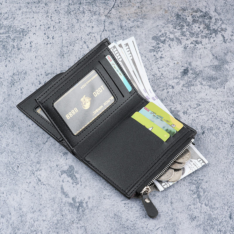 2025 New men's short wallet, multi-functional zipper bag, multi-slot European and American ID bag wholesale manufacturer in stock details Picture