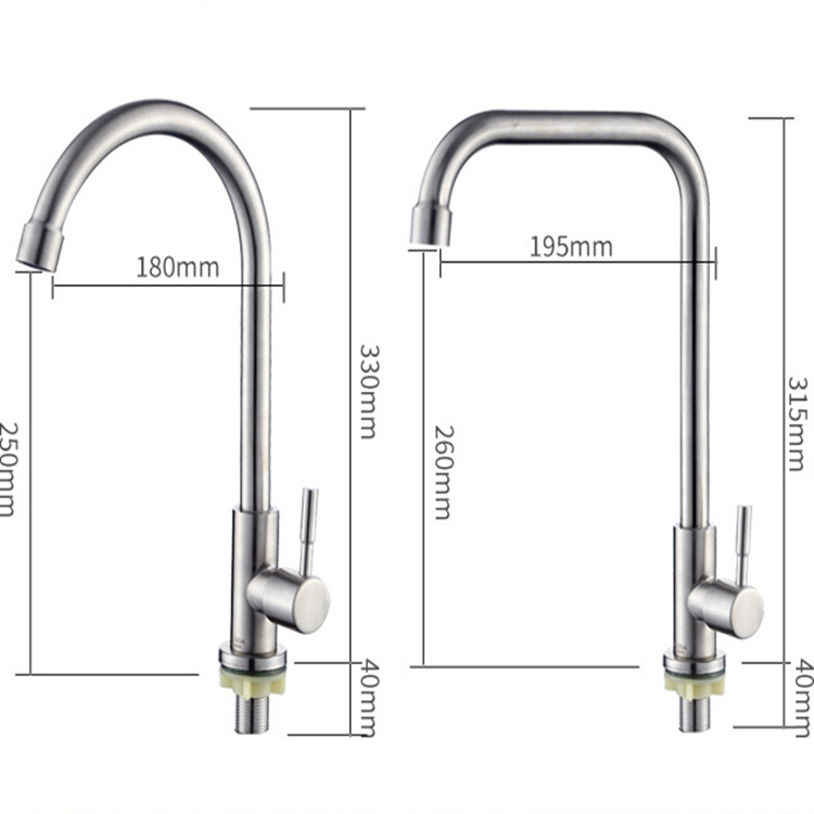 Wall-mounted 304 stainless steel brushed kitchen single-cooling faucet, 360-degree rotating sink for washing vegetables, kitchen faucet Application Scenario